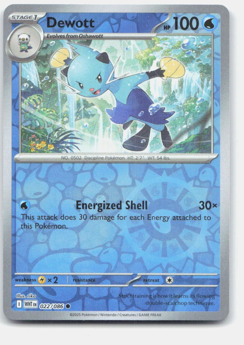 Dewott Reverse Holo SV: White Flare #022/086 Pokemon Card TCG Taira Akitsu NM