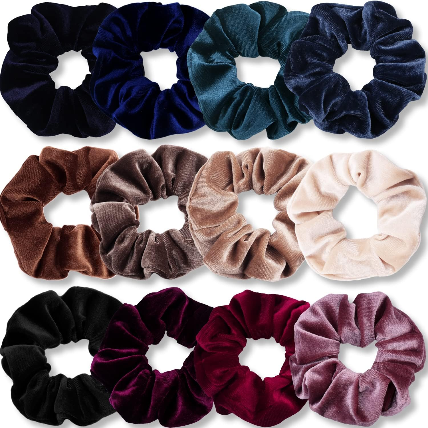 Scrunchies for Women, Premium Velvet Scrunchy for Hair, Solid Color Elastic Thic