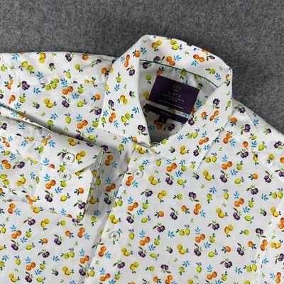 Curtis Hawes & Curtis London Mens Small Fruit Print Button Down Shirt Piccadilly