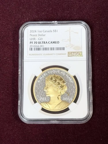 2024 Canada 1oz Peace Dollar-UHR-Gilt-PF70 UCAM