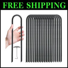 Durable U Shaped Rebar Tent Stakes - 16 Pack Ground Anchors