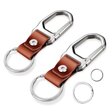 2 Pack Carabiner Keychain Leather Car Key Ring Clip Key Chain for Men and Wom...
