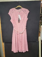 Eva Mendes For New York And Company Pink Peach Lace Dress With Belt Size 10 