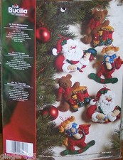 Bucilla SANTA 'IN THE WORKSHOP" Felt Christmas Ornaments Kit Factory Direct OOP