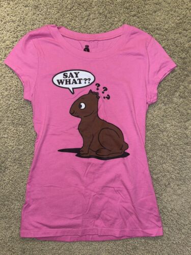 Girl’s / Juniors Easter Bunny Missing Ears ( “Say What ??”) T-shirt Size 3-5 - Photo 1/3
