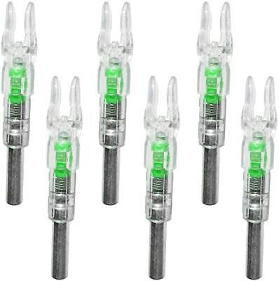 Linpeng 6PCS G Lighted Nocks For Arrows .165 .204 .233 .244 .246 With ON/Off Switch With H, S, GT Bushings LED Arrow Nocks 6 Pack (Green)