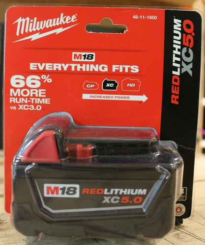 Milwaukee M18 REDLITHIUM XC5.0 Akkupack mit erweiterter Kapazität - 48-11-1850