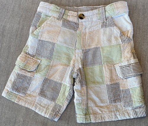 2009 GYMBOREE Spring Car Classic Stripe Seersucker Patchwork Cargo Shorts 5 Yrs - Picture 2 of 5