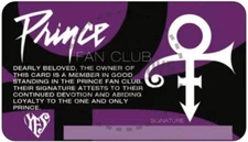 THE PRINCE FAN CLUB MEMBERSHIP CARD