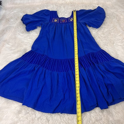 Ropa Of California Vintage Blue Tiered Peasant Midi Cottagecore Dress Fruit Med - Picture 4 of 12