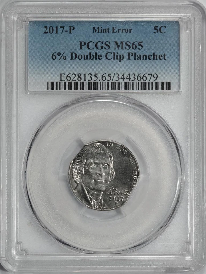 2017 PCGS MS65 6% Double Clip Planchet Nickel Mint Error Very Rare Date - Image 3 of 4