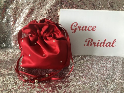 WINE DIAMANTE DUCHESS SATIN DOLLY BAG WEDDING MAID. FLOWER GIRL* UK MADE/SELLER* - Picture 4 of 6