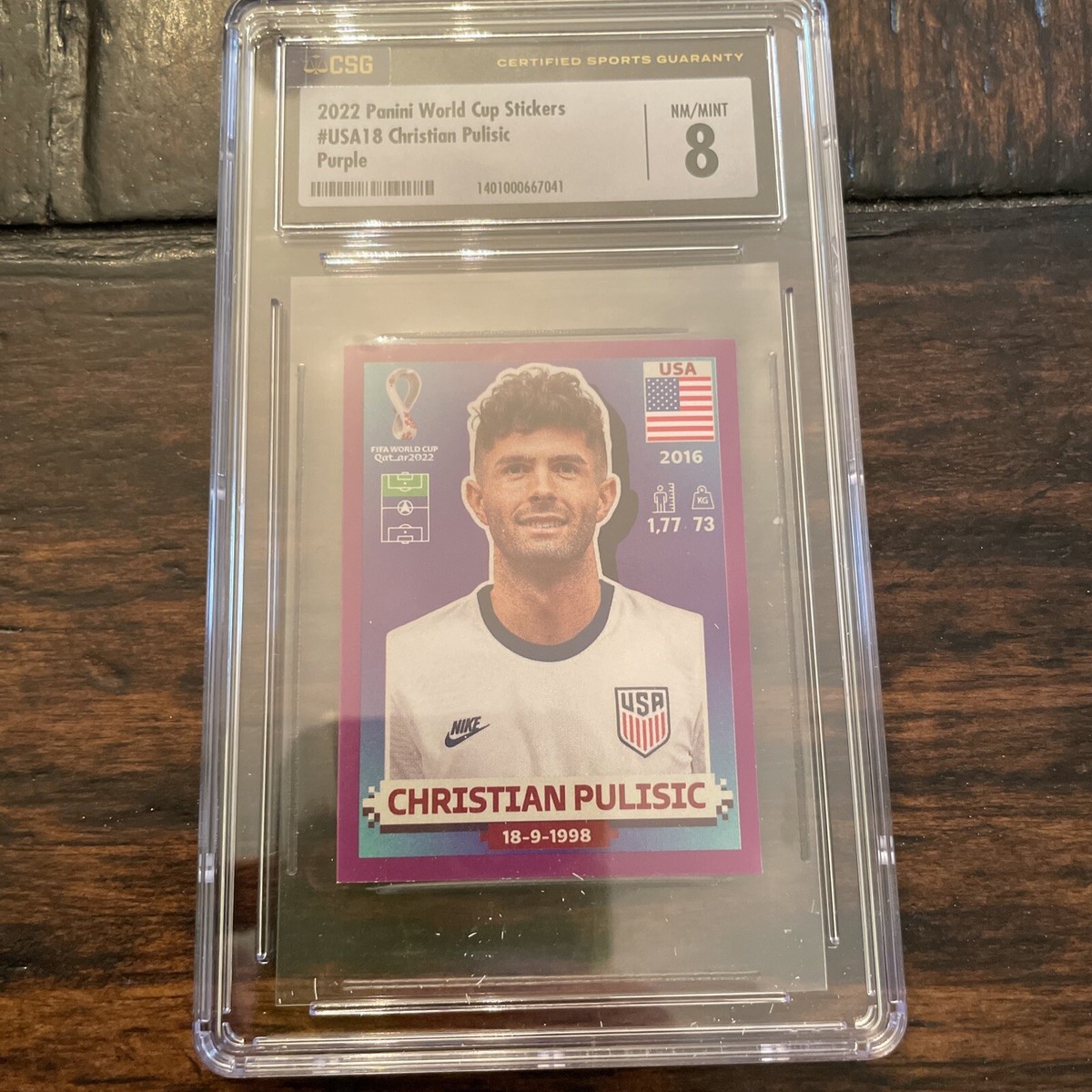 Panini 2022 FIFA World Cup Christian Pulisic Purple Parallel RARE