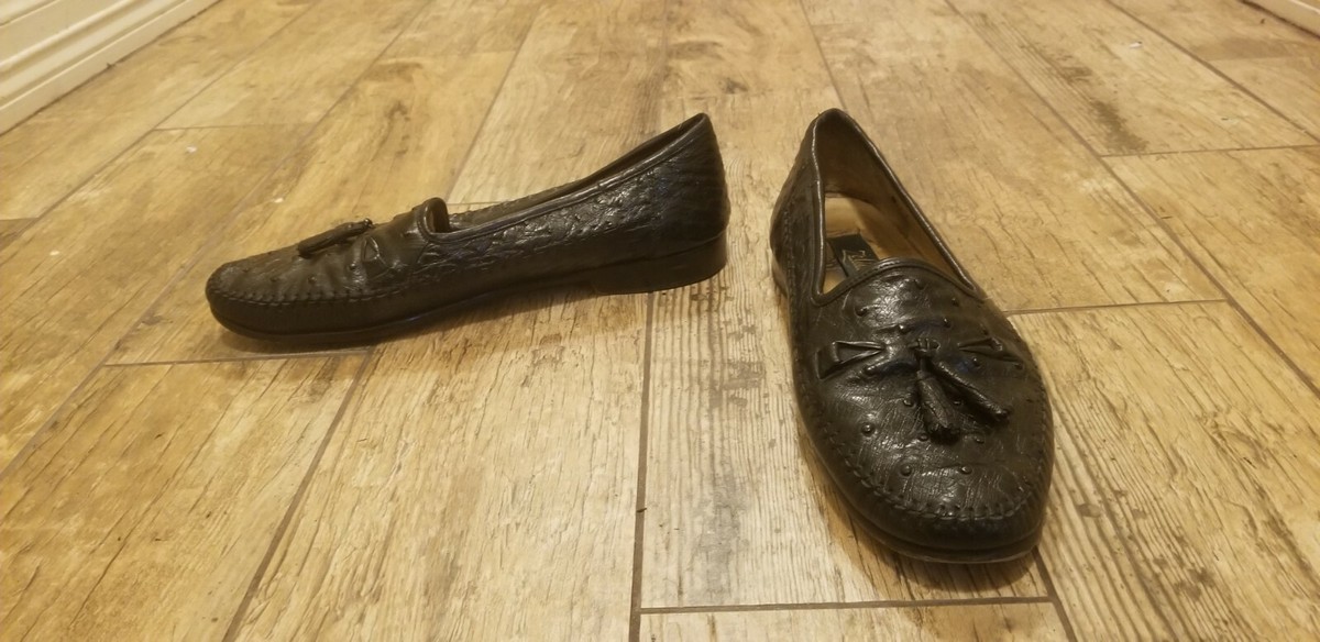 MENS ZELLI BLACK FULL GENUINE OSTRICH TASSEL LOAFERS SIZE 11 