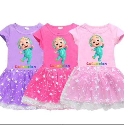 cocomelon birthday dress Off-White shade Cocomelon theme Handwork Birthday Ruffles Full-length –  Stanwells Kids main image 1