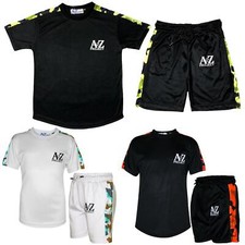 Kids A2Z Project Camo Print Panel Top Shorts Set Sports Girls Boys Age 5-13