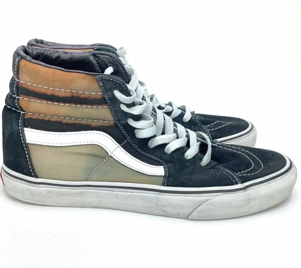 VANS Sk8 High Top Black White Bleached Skate Sneakers 721494 Shoes Mens Size 9