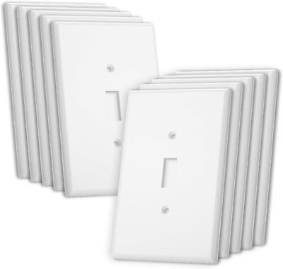 Bates- Light Switch Plates, 10 Pack, Oversize 5.5'' x 3.5'', White Light Switch
