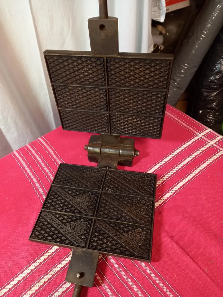 TRES rare ancien gaufrier fer a gaufre d alsace gaufres gaufrette bricelet - Photo 3/4