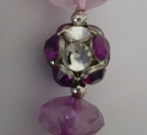 M&S Woman's Purple Mix & Silver Tone Collarbone Length Necklace 17" - 20" Approx - Picture 4 of 7