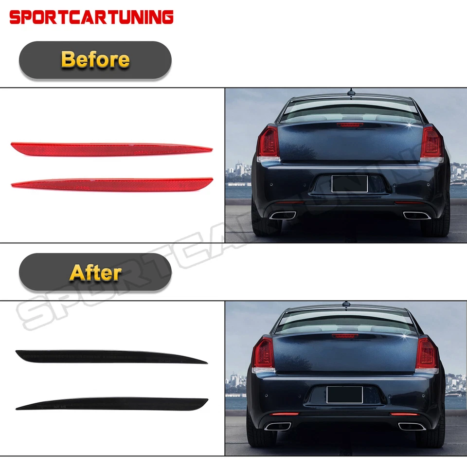 For 2015-2022 Chrysler 300 Smoke Lens Bumper Reflector Tail Brake Rear Fog Light Foto 3 de 4