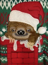 33 Degrees Size XL Sloth Santa Chimney Ugly Christmas Pullover Sweater