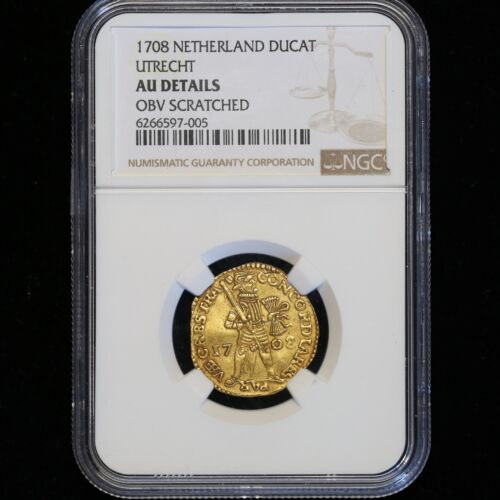 1708 NETHERLANDS DUCAT AU DETAILS GOLD NGC CERTIFIED COIN