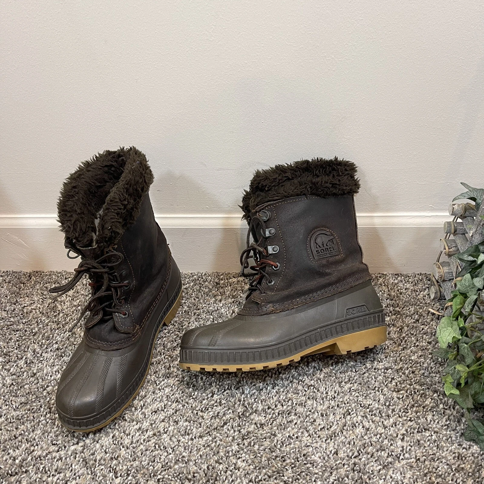 Vintage Sorel Kaufman Snow Winter Boots Brown Size 6 Men’s 8 Women’s Lined