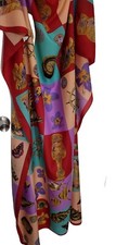 Vintage Berkshire Scarf 100 Polyester Made In Italy Red Purple Pink 46x62 in.