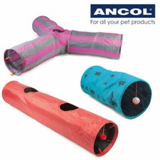 Image of Ancol Cat Tunnels Y Shape Red Polka Dot Plastic Kitten Fold Away Fun Playground