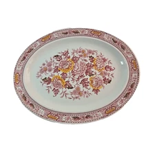RIDGEWAY IRONSTONE England Canterbury Oval Serving Platter 4269 Floral 14.25"