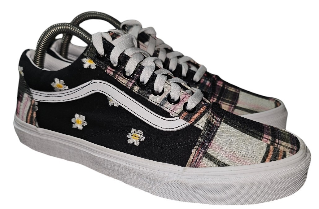 VANS Shoes Old Skool Floral Plaid Black/WhiteCanvas/Suede Unisex