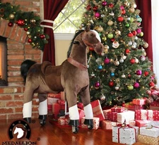 MEDALLION - My Pony Ride On Real Walking Horse - Medium Size - DARK BROWN