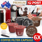 6PCS Refillable Reusable Coffee Filter Capsule Pods For Nespresso Maker Machine