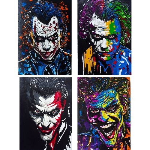 04 PCS JOKER ACEO Original Mini Anime Art Card Set Acrylic Hand Painting NEW - Picture 6 of 9