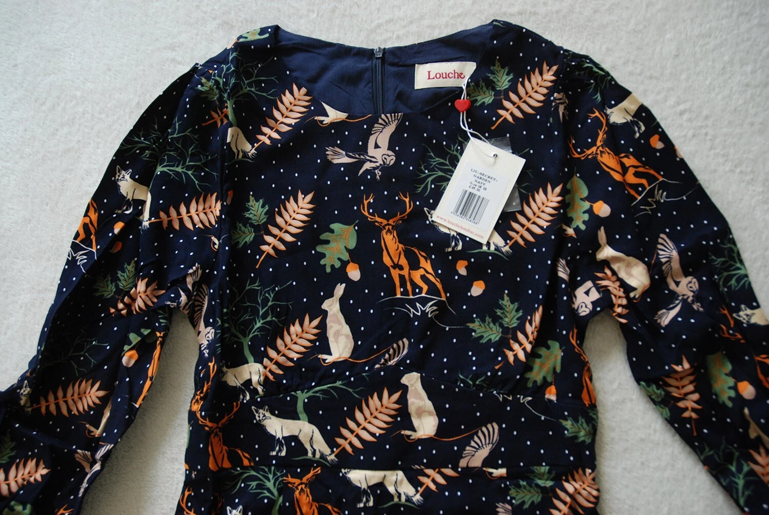 UNDERCOVER Louche Liv Secret Garden Midi Casual Dress Autumnal Winter Woodland Print UK8