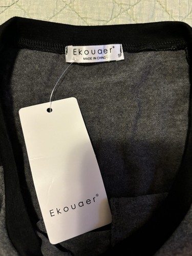 NWT Ekouaer Shirt Women's Breastfeeding Size S Black Gray Long Sleeve Round Neck - Picture 2 of 4