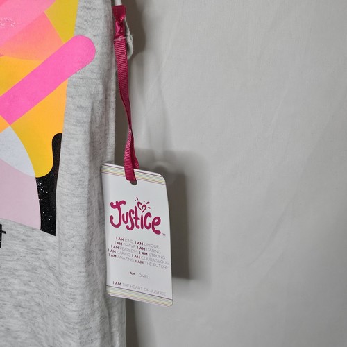 New Girls Justice Sport 2fer Tank Top Gray Pink Orange Graphic Logo Size L 12 14 - Picture 4 of 15