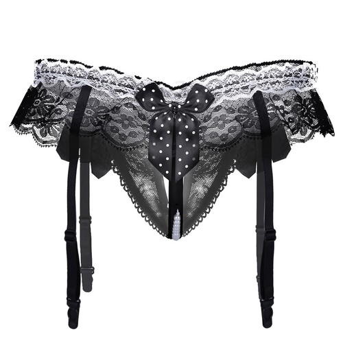Sexy Women's Lace Garter Open Crotch Underwear Thongs Lingerie G-string Briefs - Picture 13 of 19