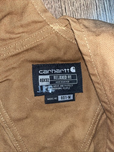 1 Pair Of Carhartt Mens Relaxed Fit Duck Bib Overalls R01-M, 46 X 32 Brown NWOT - Picture 2 of 14