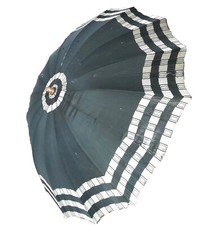 Vintage Art Deco Umbrella Parasol w/ Wood Shaft and Bakelite Handle 24" 32"