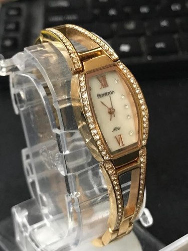 ARMITRON Now 753H Gold Tone18mm Ladies Quartz Watch Crystal Bezel, Run (Lot1962) - Picture 3 of 11