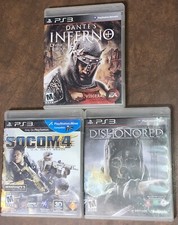 3 Games Sony PS3 Dante's Inferno Divine Socom4 Dishonored Edition PlayStation 3
