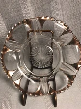 VTG Antique Scallop Gold Rim Clear Glass Saucer Dessert Side Plate Estate Unique