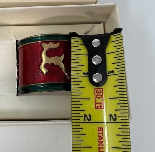 Juego de 4 anillos de servilleta esmaltados navideños renos y árboles de latón muelle 1 - Imagen 8 de 8