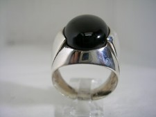 BLACK ONYX RING IN STERLING SILVER 16MM X 12MM OVAL RING COMES ALL SIZES