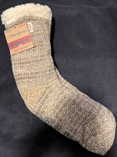 NWT Womens Dearfoam Boot High Slipper Socks Sherpa Lined -Latte One Size -1470