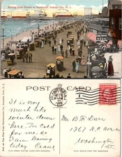 Rolling Chair Parade Crowds and Shops Boardwalk Atlantic City New Jersey NJ Post