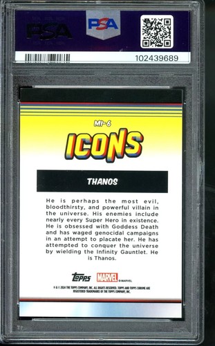 2024 Topps Chrome Marvel Icons Thanos Gold /50 PSA 9 - Picture 2 of 2