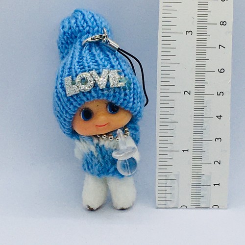 Keychain- Korean Ddung Animation Doll Key Chain LOVE Blue Hat 3.5" tall E1-499 - Picture 5 of 8